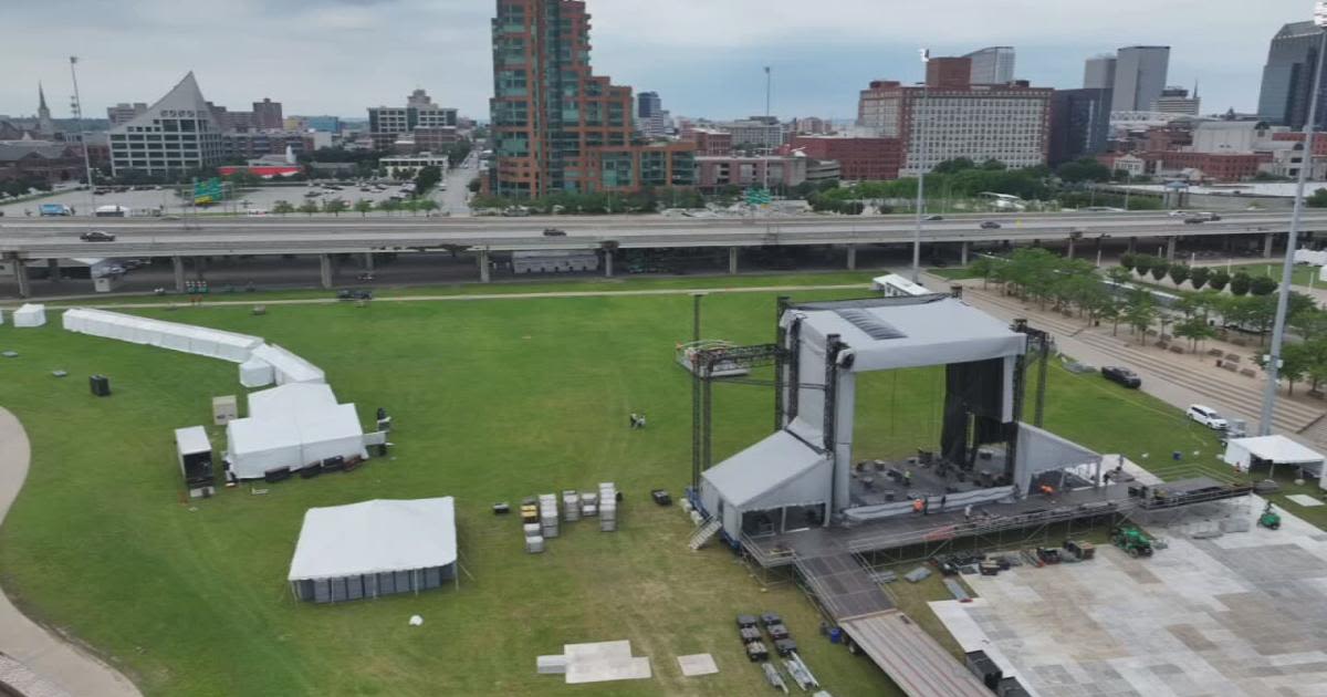 Crews preparing for Jack Harlow's Gazebo Fest at Waterfront Park in Louisville