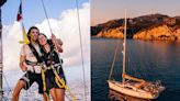 A couple who call a 40-foot sailboat home were dating for less than a year when they bought it for $95,000. Take a look.