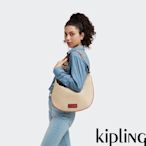 Kipling 都會杏拼接胭脂紅月牙型側肩包-HANIA