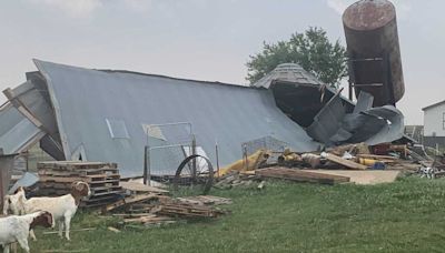 Tornado destroys 2 barns, damages home near Mutual