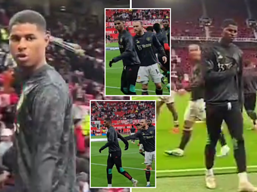 Marcus Rashford held back by teammate during fiery exchange with Man Utd supporter ahead of Newcastle clash