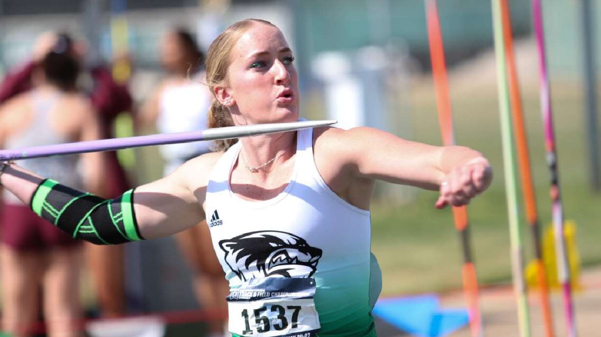 Unexpected spike: UVU's Kelsi Oldroyd turns from softball to throwing a javelin