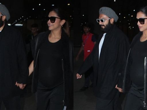 Ranveer Singh escorts soon-to-be mom Deepika Padukone to car as they return to Mumbai post babymoon in London. Watch