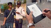 Artist Sketches Traffic Police On Roads Of Rajasthan, Gifts Him Sketch; Cop's Wholesome Reaction Will...