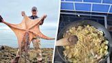 Dad cooks ‘massive’ dead octopus after finding it near beach