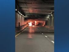 Multi-car wreck causes raging fire in ramp connecting to Ted Williams Tunnel, snarls traffic