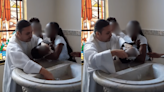 Padre que puxou bebê durante batismo é afastado para retiro espiritual