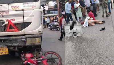 Mumbai Accident: Girl Student, On Way To School With Father Killed After Dumper Hits Bike On Goregaon's Film City Road; Visuals Surface