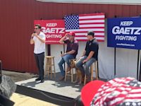 Rep. Matt Gaetz hosts campaign rally at gun store, joined by Kyle Rittenhouse
