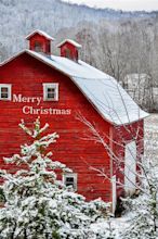 Merry Christmas Barn | Christmas scenery, Red barns, Christmas tree farm
