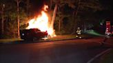 Driver hospitalized after being pulled from fiery crash by bystanders on Cape Cod