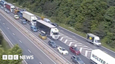 A14 delays near Newmarket after tractor overturned