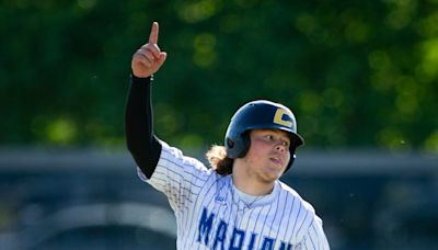 Who's moving on to regional baseball play following the Marian sectional championship?