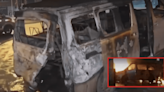 Villa el Salvador: sujetos incendian minivan de colectivero con bombas molotov en el óvalo Mariátegui
