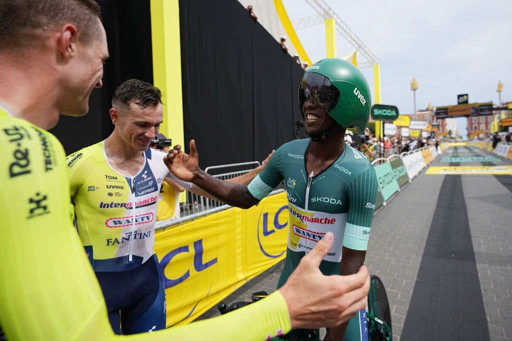 Biniam Girmay celebrates breakthrough green jersey success at Tour de France
