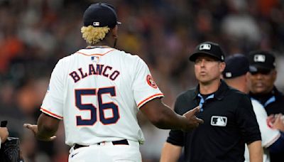 Astros get 2-1 win over A's in 10 innings after Blanco ejected early for foreign substance