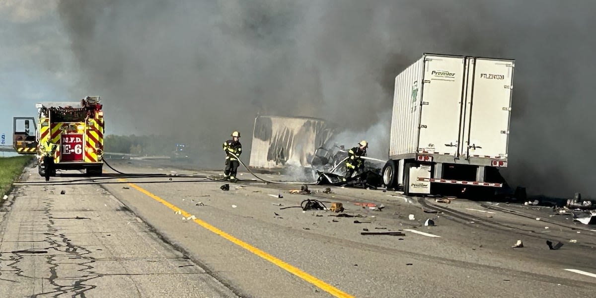 I-71 North closed due to fiery semi-truck crash in Montville