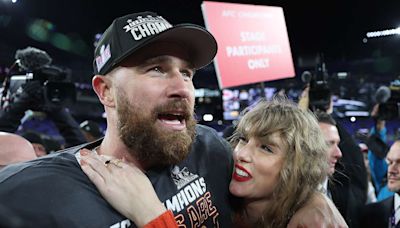 Travis Kelce Affectionately Kisses Taylor Swift's Shoulder in New Video from Patrick Mahomes' Charity Gala