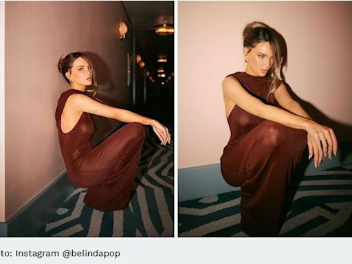 Belinda impone tendencia con vestido color café