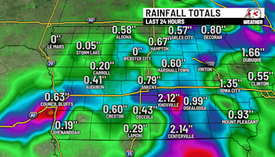 How much rain caused flooding in central Iowa Tuesday night