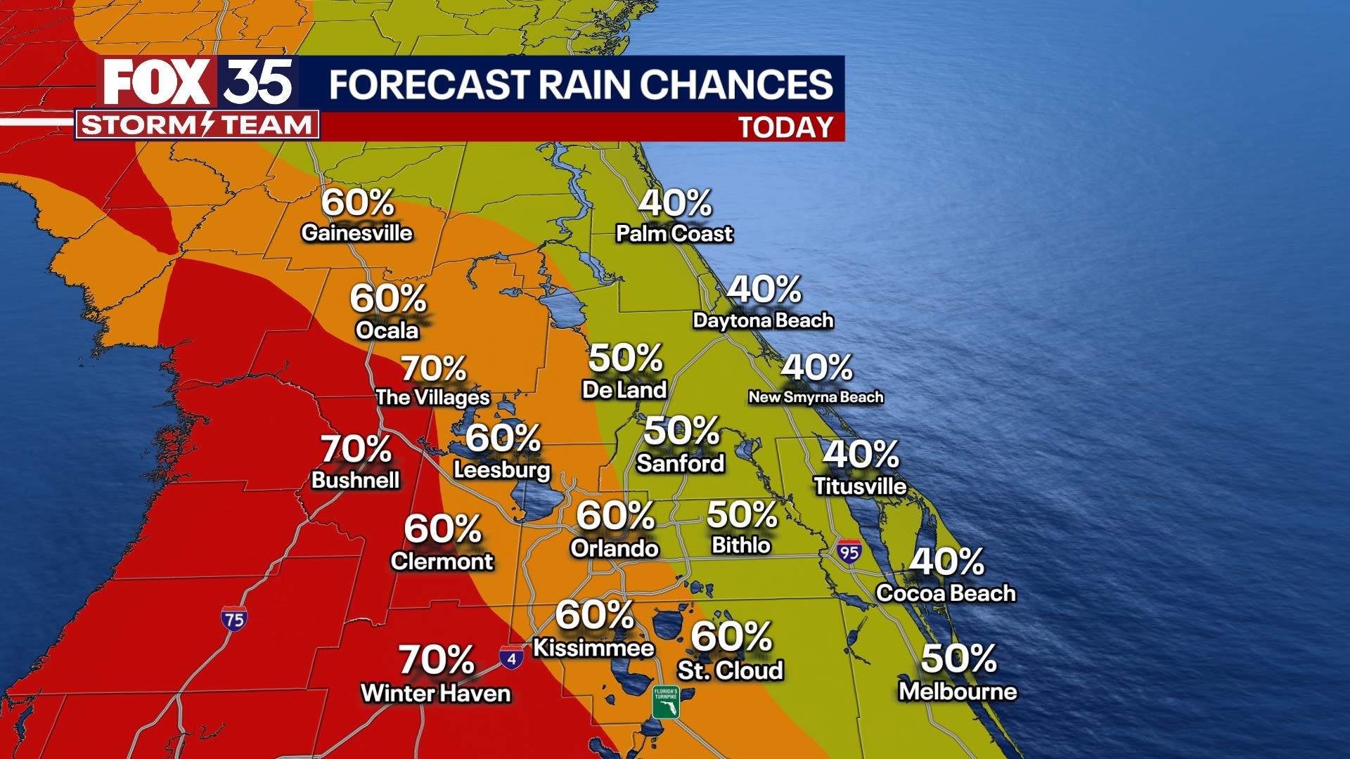 TIMELINE: Central Florida thunderstorms linger over I-4 corridor Tuesday evening