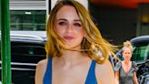 Joey King puts on VERY busty display in racy cut-out denim dress