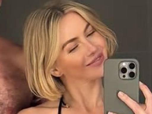 Julianne Hough shows off statuesque dancer's body in saucy black lingerie during cold plunge and sauna