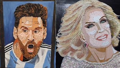 De Mirtha a Messi: la artista que hace retratos en mosaico de íconos santafesinos