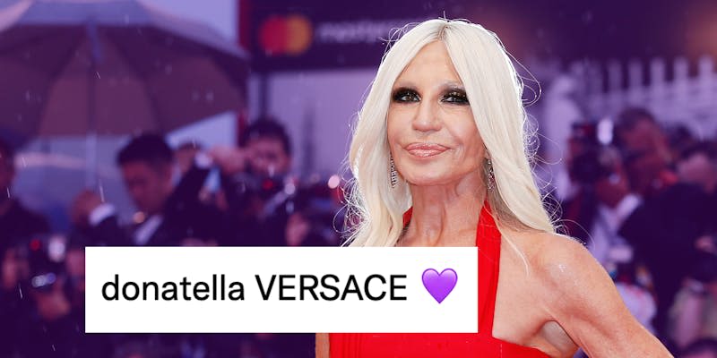 The Donatella VERSACE Purple Heart Meme Returns