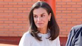 Queen of Spain is elegant in striped blouse for school visit