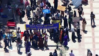 UCLA students and faculty join walkout supporting pro-Palestinian protesters