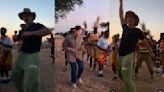 Akshay Kumar, Twinkle Khanna perform African dance with local group, latter asks who did it better. Watch