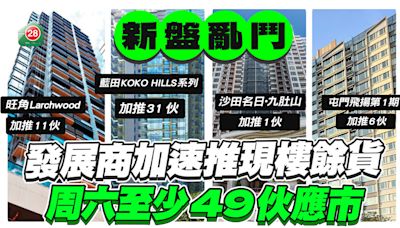 發展商加速推現樓餘貨，周六至少49伙應市！