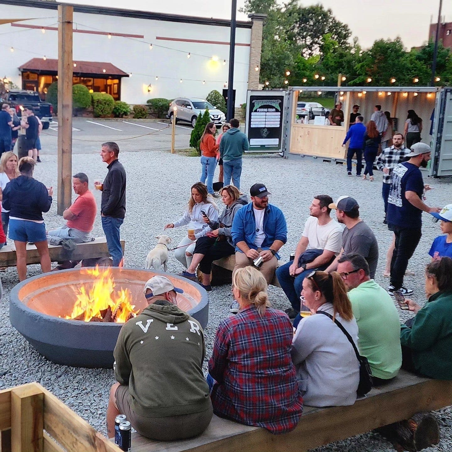 Braintree beer garden offers cold brews and hot food. Firepits and lawn games, too