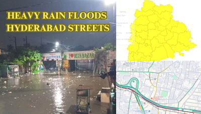 Hyderabad Yellow Alert: Road Flooded, Traffic Jammed as Heavy Downpour Batters City, More Rain Ahead