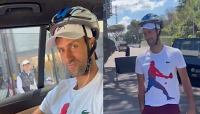 “Hoy vine preparado”: Novak Djokovic reaparece con un casco tras sufrir un botellazo en el Masters 1000 de Roma - La Tercera