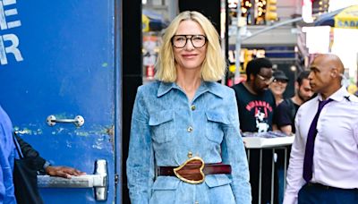 Cate Blanchett rocks bold blue suit and heart adorned belt