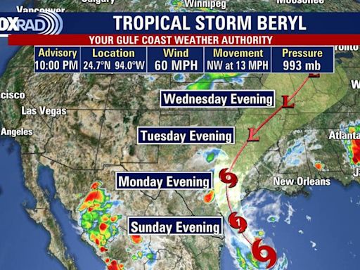 Tropical Storm Beryl tracker: Update on Texas, Houston impacts, path, hurricane warning