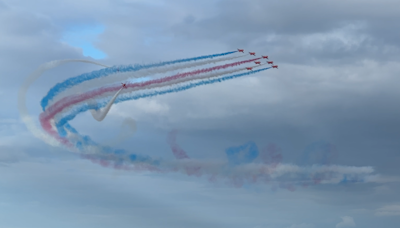 Red Arrows perform for TT fans over Douglas Bay
