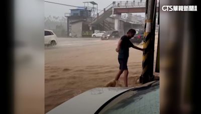 南投名間暴雨 台三線秒變黃泥河！ 店架招牌防淹水