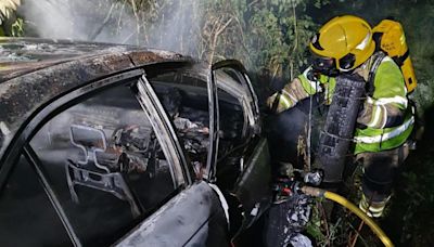 Crash results in car blaze