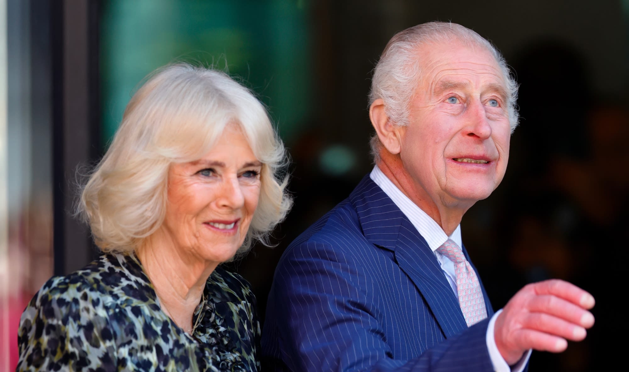 Queen Camilla Wears Fiona Clare Leopard-print Dress With King Charles III for Charity Cancer Research Hospital Visit