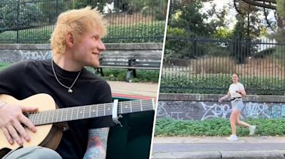 ‘Any requests?’ Ed Sheeran serenades a runner while he floats on a boat nearby