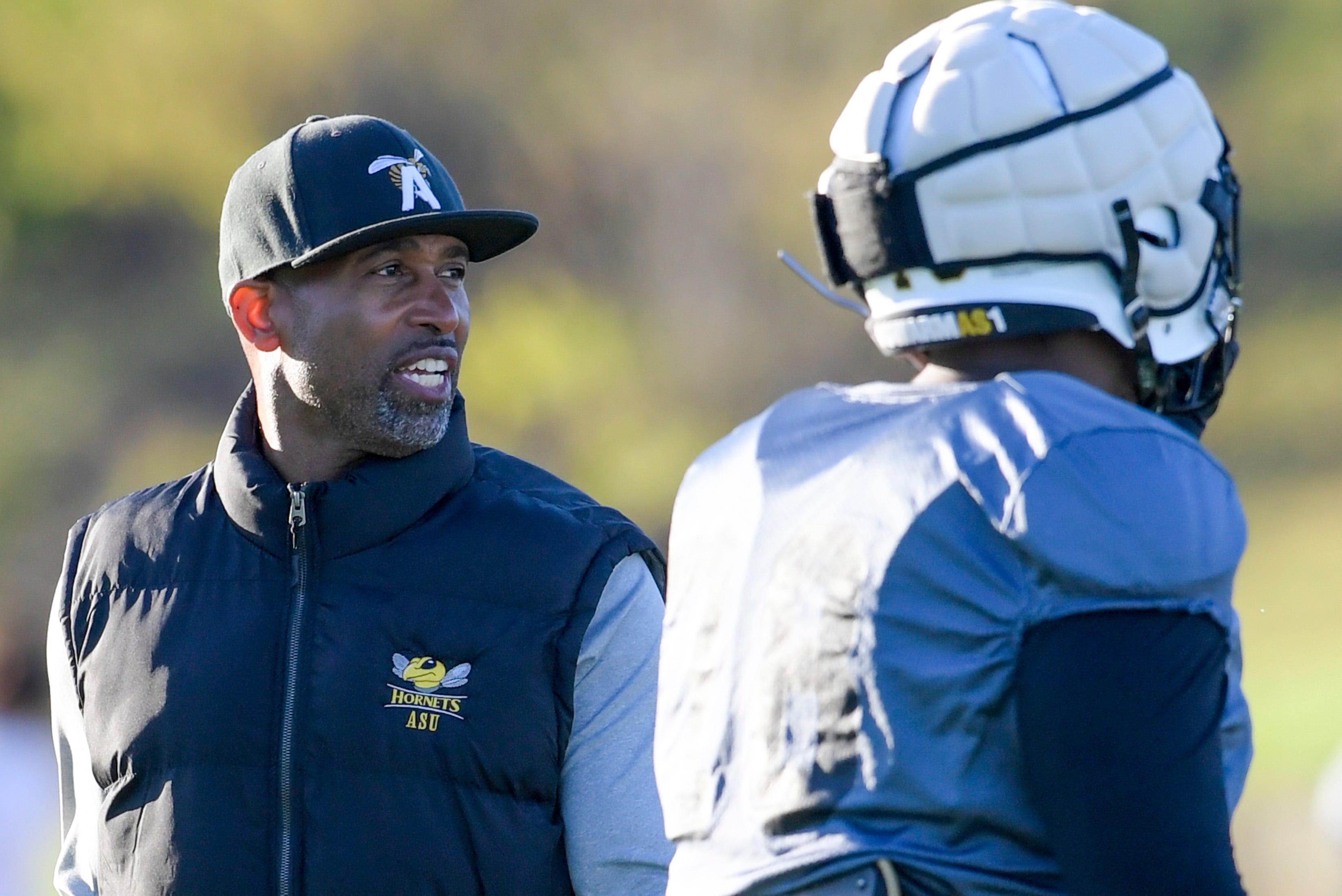 Alabama State's Eddie Robinson Jr., players at 2024 SWAC Media Day: Jacoby Jones tribute