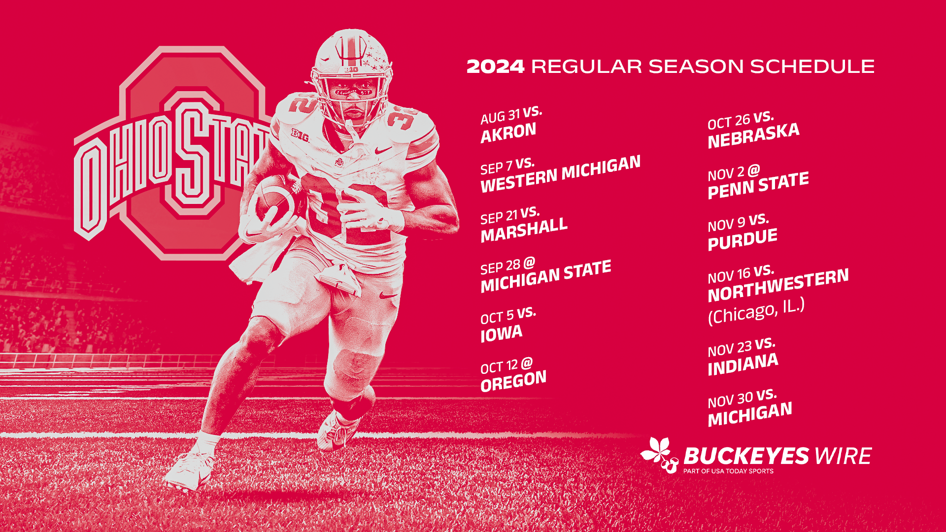 Downloadable 2024 Ohio State Buckeyes football schedule