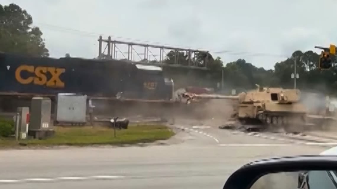 Train hits tank, truck in South Carolina