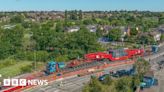 Ipswich aerial images show abnormal load passing through town