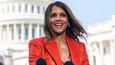 Halle Berry Means Business in Roberto Cavalli Power Suit, Advocates for Federal Funding for Menopause Research and Women’s Health