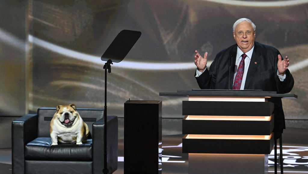 West Virginia Gov. Jim Justice brings bulldog 'Babydog' on stage for RNC speech