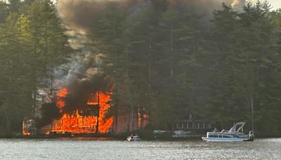 Multiple homes involved in large fire on shore of Little Sebago Lake in Gray